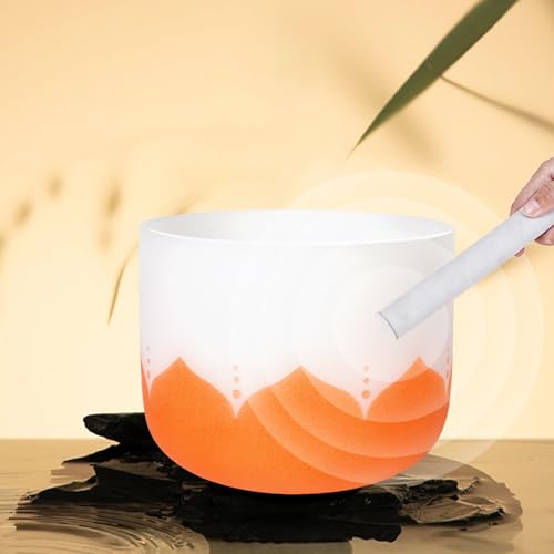 Leize 6-12 inch Lotus Design Chakra Tuned 432hz Set of 7 Quartz Crystal Singing Bowls with Heavy Duty Carrying Cases and Singing Bowl Mallet Suede Strikers - color: Lotus design