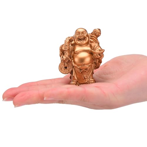 6Pcs 2.5'' Gold Resin Laughing Buddha Figurines, Tabletop Lucky Decor - color: 2.5'' Gold