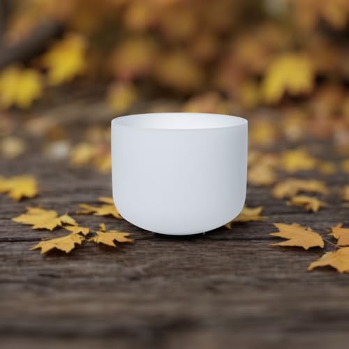 8 Inch F Note 432hz Heart Chakra Crystal Singing Bowl Healing Pure White with Carrying Case and Rubber Mallet Suede Strikers Oring - color: White F, size: 8 inch