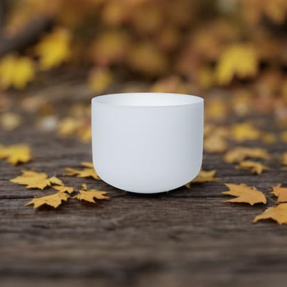 8 Inch F Note 432hz Heart Chakra Crystal Singing Bowl Healing Pure White with Carrying Case and Rubber Mallet Suede Strikers Oring - color: White F, size: 8 inch