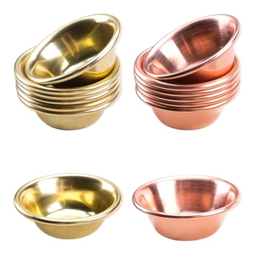 ZORZA 14Pcs Exquisite Tiny Copper Bowls Mini Buddhist Water Offering Bowls Meditation Smudge Supplies for Yoga Altars(Gold+Rosegold)