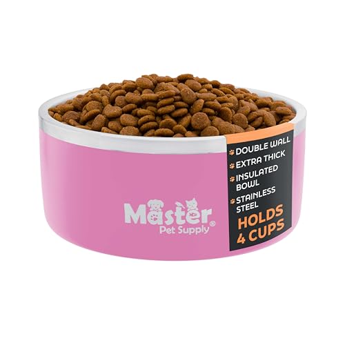 Master Pet Supply Stainless Steel Dog Bowls 32 oz Heavy Duty Hyper Pink - color: Hyper Pink, size: 4 Cups (32 oz)