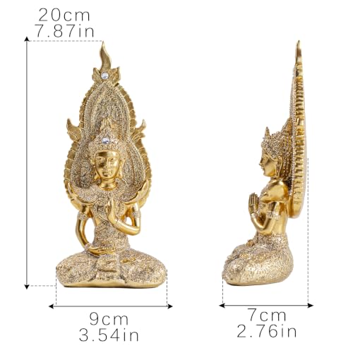 Buddha Statue, Golden, 7.87in Resin