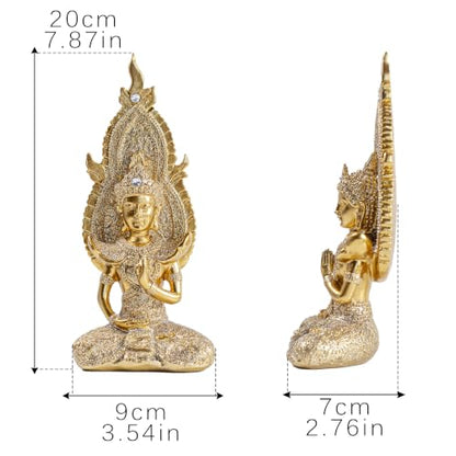 Buddha Statue, Golden, 7.87in Resin