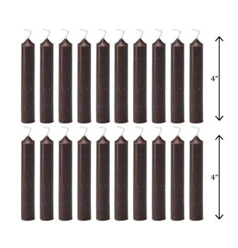 Biedermann & Sons Brown Chime Candles (20 Count Box), Unscented Dripless Tapers, 4 Inch Tall 0.5 Inch Diameter, Up to 2 Hour Burn, Paraffin Wax Sticks for Angel Chime Carousels and Holders - color: Brown