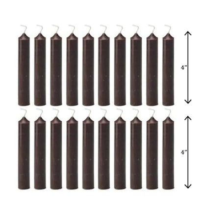 Biedermann & Sons Brown Chime Candles (20 Count Box), Unscented Dripless Tapers, 4 Inch Tall 0.5 Inch Diameter, Up to 2 Hour Burn, Paraffin Wax Sticks for Angel Chime Carousels and Holders - color: Brown