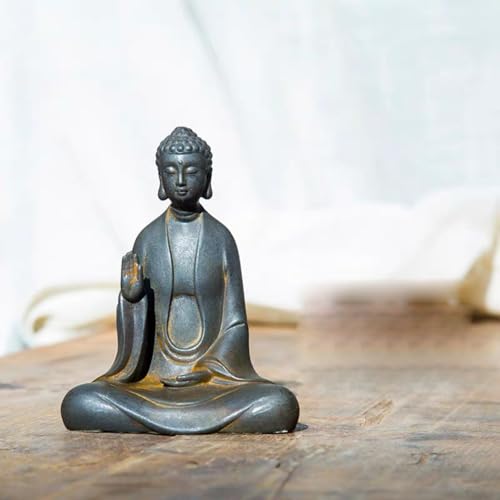 Faceless Buddha Statue, Cast Iron Buddha Figurine, Indoor Outdoor Zen Decor - style: Fearless