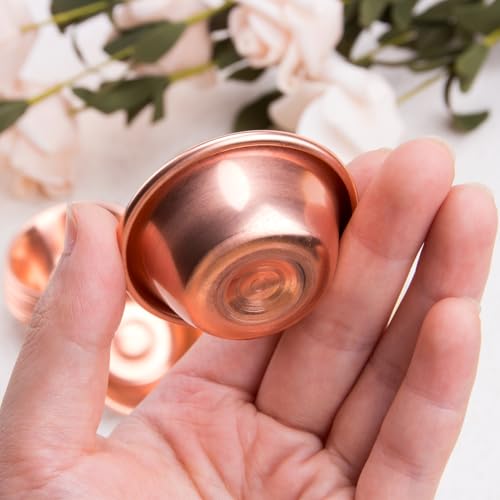ZORZA 14Pcs Exquisite Tiny Copper Bowls Mini Buddhist Water Offering Bowls Meditation Smudge Supplies for Yoga Altars(Gold+Rosegold)