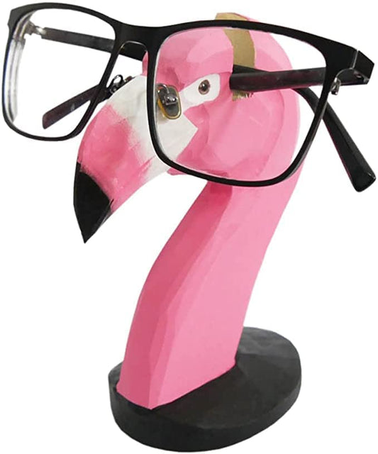 Red Dollar Handmade Wood Carved Animal Eyeglass Holder, Cute Sunglasses Display Stand, Nightstand Home Office Desk Decor, Christmas Holiday New Year Business for Men Women Adults - color: Peach