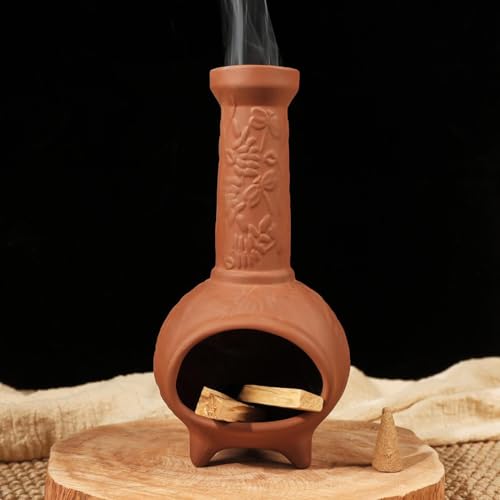 MOUGIGI Handmade Terracotta Palo Santo Holder, Mini Chiminea Incense Dish - color: Terracotta -Dragonfly Palo Santo Holder