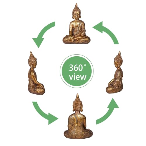 Golden Resin Seated Buddha Statue - 11.42 Inches