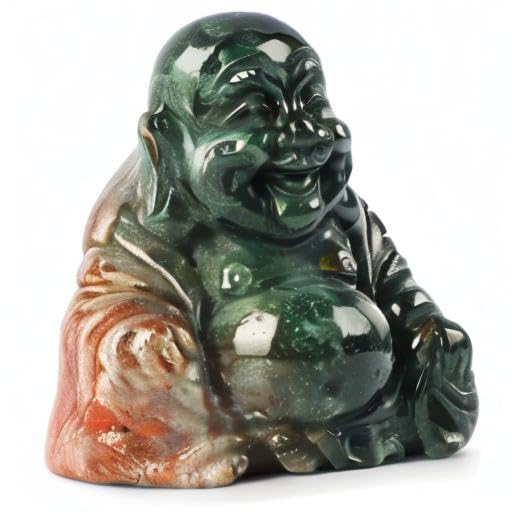Artistone Crystals 2.0 inch Hand Carved Ocean Jasper Maitreya Buddha Figurine Healing Crystal Gemstone Seated Lucky Buddha Pocket Stone Home Decoration - color: Ocean Jasper