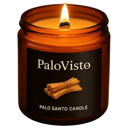 Palo Santo | Natural Coconut Wax Candle | Authentic Peruvian Palo Santo | Paraffin-Free | Crackling Wood | Handcrafted Gift | Luxury Aromatherapy for Home & Wellness | 8 oz | 60-Hour Burn