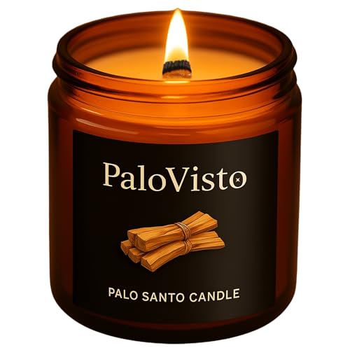 Palo Santo | Natural Coconut Wax Candle | Authentic Peruvian Palo Santo | Paraffin-Free | Crackling Wood | Handcrafted Gift | Luxury Aromatherapy for Home & Wellness | 8 oz | 60-Hour Burn