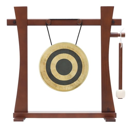 8" to 10" Chinese Gongs on the Tabletop Spirit Guide Gong Stand - Includes Gong, Stand, & Mallet/Great for Home & Office/Traditional Style - size: 8" Subatomic Gong