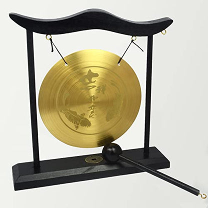 Feng Shui Zen Brass Gong Auspicious Happiness Lucky Koi Home Table Decoration Good Gift - color: Fh1306
