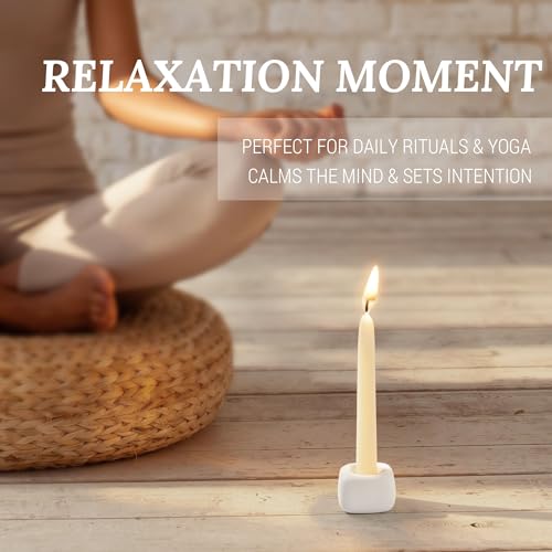 Meditation Beeswax Candles 40Pcs, 20 Minute Mini Candles Set, 2.6 Inch Small Bees Wax Taper Candles - Smokeless, Dripless and Non-Toxic for Home, Women Gifts, Yoga-White - color: White, size: 40