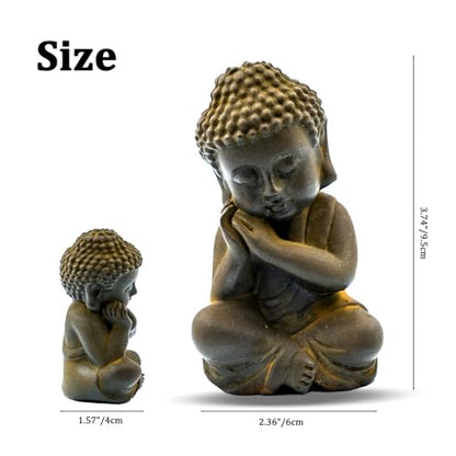 Buddha Statue for Home Decor, Zen Sculpture for Indoor, Small Natural Rust Meditating Buddha Statue for Home Feng Shui Decor (Natural Rust-Sleep) - style: Natural rust-sleep