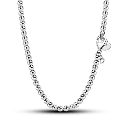 Dankadi Men Solid 925 Sterling Silver Bead Necklace Women 4MM 6MM Round Prayer Beads Link Chain 18 "20" 22 "24" 26 "28" 30" 32" 34" Italy Jewelry Gift - color: 4MM, size: 28 inches