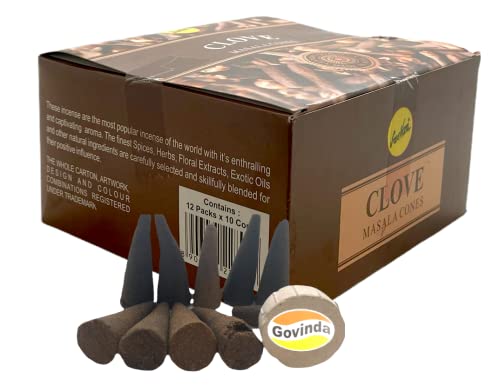 Sreevani Natural Masala Incense Cones and Holder Bundle, 120 Cones Total, Clove