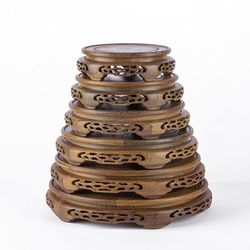 Handmade Oriental Carving Solid Wooden Base Chicken Wing Wood Grain Stand - size: 7.8" L X 2.3" H