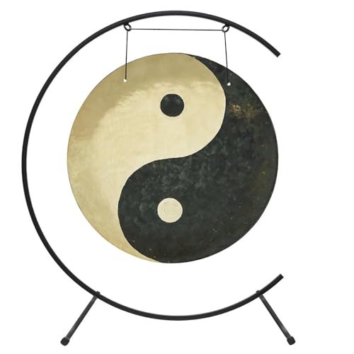 20" to 26" Taoist Breeze Gongs on Stands - Includes Gong, Stand, & Mallet/Yin & Yang/Perfect for Meditation & Sound Healing - size: 24" on Welcoming Stand