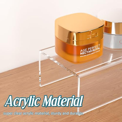Acrylic Shelf Riser 10x4.7x3 pack of 2, Desktop Rectangular Acrylic Tray Pedestal Stand for Home Décor, Figures, Manga or Other Collectibles, 10x4.7x3 Inch - size: 10x4.7x3 Inch