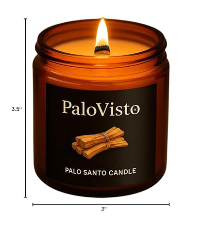 Palo Santo | Natural Coconut Wax Candle | Authentic Peruvian Palo Santo | Paraffin-Free | Crackling Wood | Handcrafted Gift | Luxury Aromatherapy for Home & Wellness | 8 oz | 60-Hour Burn