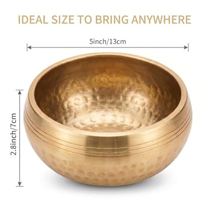 5" Tibetan Singing Bowl Set, Pure Copper Handcrafted Meditation Bowl - size: 13*13CM