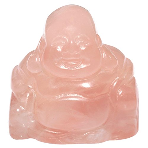 Rockcloud 1.5" Rose Quartz Laughing Happy Buddha Feng Shui Figurine - color: 1.rose Quartz
