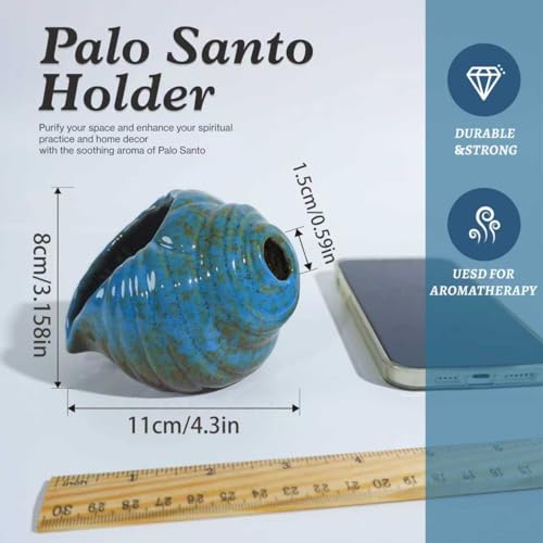 MOUGIGI Blue Conch Chiminea Palo Santo Burner - Ceramic Smudging Bowl - color: Blue