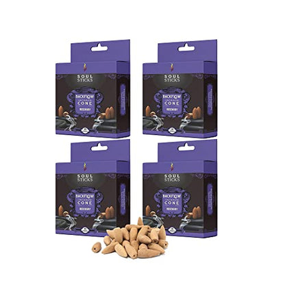 Soul Sticks Backflow Incense Cones – 40 Handmade Organic Cones for Waterfall Burner | 4 Pack Long Lasting Aromatic Scents | Thick White Smoke Incense for Meditation, Yoga & Gifts (Rosemary) - color: Rosemary