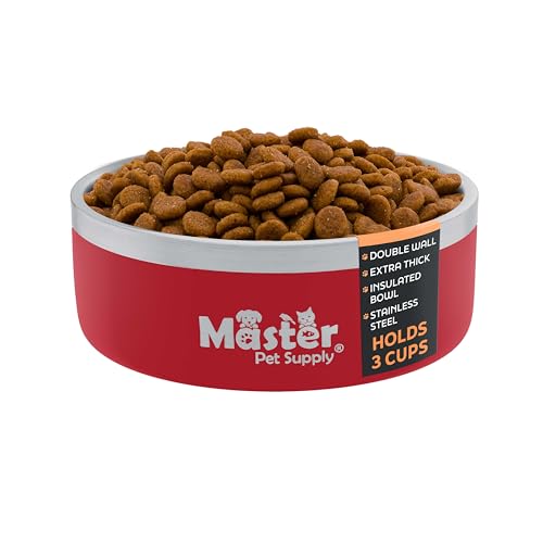 Master Pet Supply Stainless Steel Dog Bowls 25 oz Heavy Duty Crimson Flame - color: Crimson Flame, size: 3 Cups (25 oz)