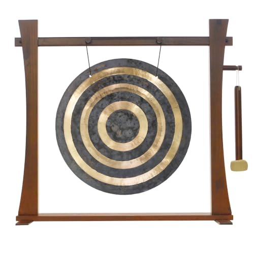 20" to 22" Gongs on the Spirit Guide Gong Stand - Includes Gong, Mallet, & Stand/Great for Office & Home/Traditional Style - size: 22" Solar Flare Gong