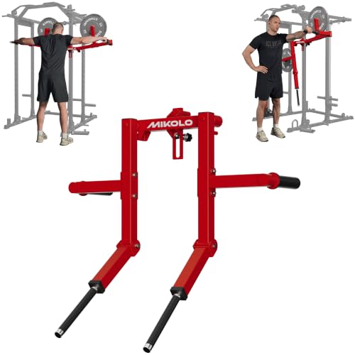 Mikolo Lateral Raise Attachment for Squat Rack, Standing Lateral Raise Machine with 1" Holes, Power Rack Cage Attachment, Upper Body Strength Training Machine for Home Gym - color: Red