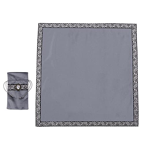 BLESSUME Wicca Square Altar Tarot Table Cloth for Reading with Card Pouch 24.4 * 24.4 inch (Gray 1) - color: Gray 1