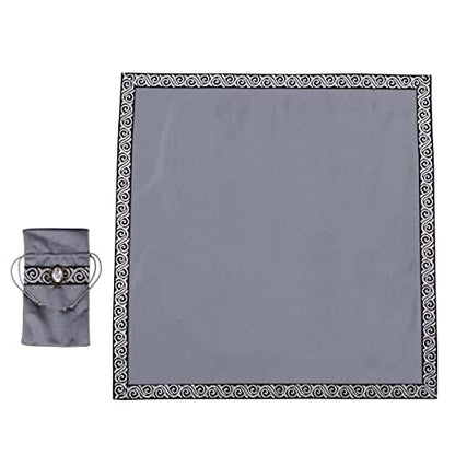 BLESSUME Wicca Square Altar Tarot Table Cloth for Reading with Card Pouch 24.4 * 24.4 inch (Gray 1) - color: Gray 1
