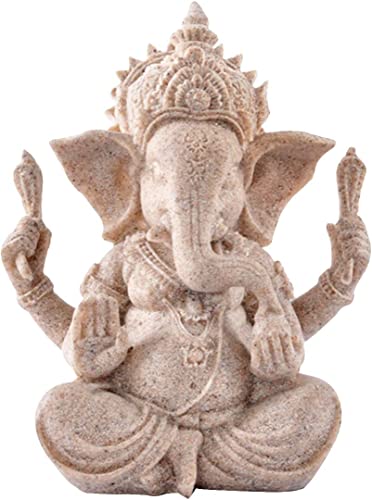Elephant Statue Figurine Sandstone Ganesha Buddha Statue Hand Carved Sculpture