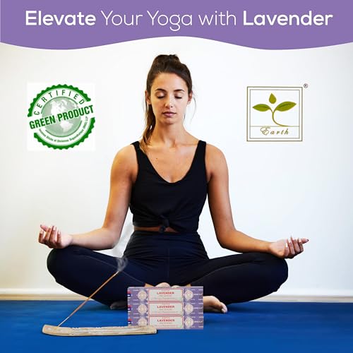 Satya Lavender Incense Sticks, Satya Bng (Bangalore) Insenses 15gmx3 Pack (45 GMS) with Raajsee Incense Holder Bundle, Satya Nagchampa Natural Incense - color: Lavender