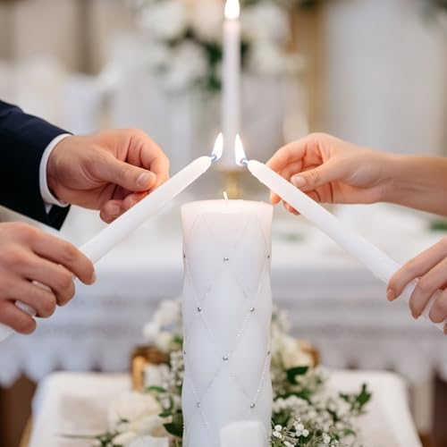Hosley 11.5" High White Wedding Unity Candle Set. Great for Weddings Party Special Events and Emergency Lighting Reiki Spa Meditation. W5 - color: White