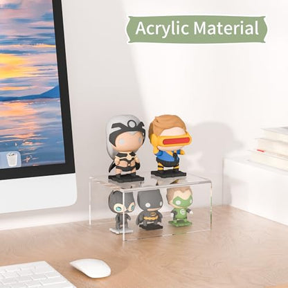 Acrylic Shelf Riser 6x4.7x3 pack of 2, Desktop Rectangular Acrylic Tray Pedestal Stand for Home Décor, Figures, Manga or Other Collectibles, 6x4.7x3 Inch - size: 6x4.7x3 Inch