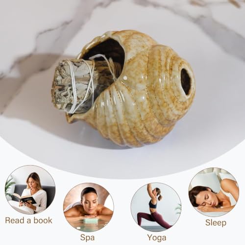 MOUGIGI Mini Conch Chiminea Palo Santo Burner Ceramic Smudging Bowl - color: Brown