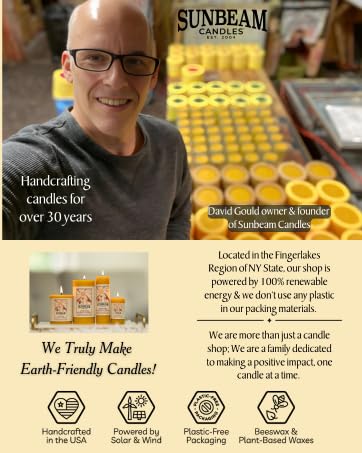 Sunbeam Candles 100% Pure Beeswax Votives | 6 Count Box | Long Burning 15-Hours Each | All Natural Non-Toxic Beeswax Prayer Candle