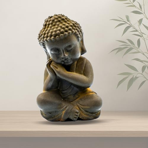 Buddha Statue for Home Decor, Zen Sculpture for Indoor, Small Natural Rust Meditating Buddha Statue for Home Feng Shui Decor (Natural Rust-Sleep) - style: Natural rust-sleep
