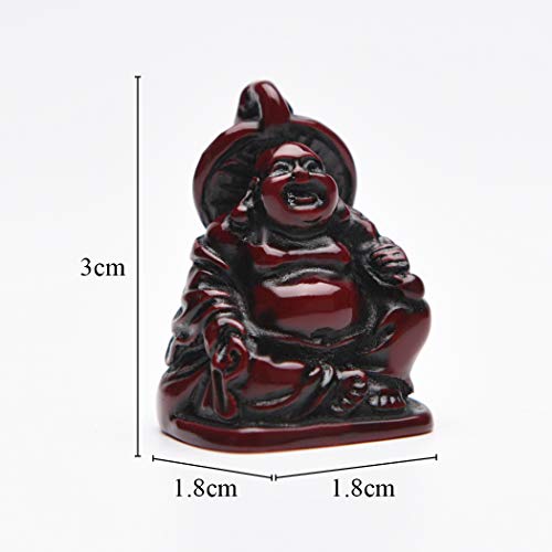 6Pcs 1'' Red Resin Laughing Buddha Figurines, Tabletop Lucky Decor - color: 1'' Resin Red Set