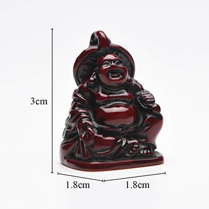 6Pcs 1'' Red Resin Laughing Buddha Figurines, Tabletop Lucky Decor - color: 1'' Resin Red Set