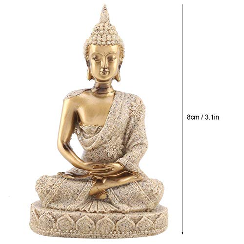 Ymiko Meditation Sitting Buddha Statue Carved Statue Crafts Home Decorations, Can Be Placed On Desk, Garden, Bedside, Relax and Pleasant (A Gold)