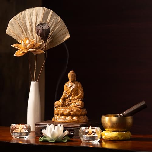 Wooden Shakyamuni Buddha Statue – Meditation Accessories, Feng Shui Spiritual Zen Decor, Buddha Statue Indoor for Peaceful Buddha Room & Mindful Living - style: Buddha in Earth-Touching