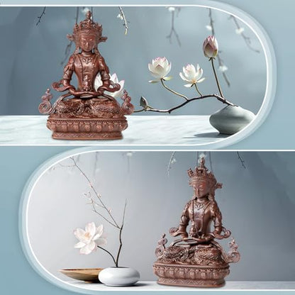 Amitayus Buddha Statue Pure Copper Handmade Zen Meditation Decor - color: Amitayus