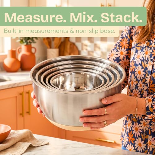 Non-Toxic Stainless Steel Mixing Bowls, Glass Lids, Plastic Free, 5-Pcs